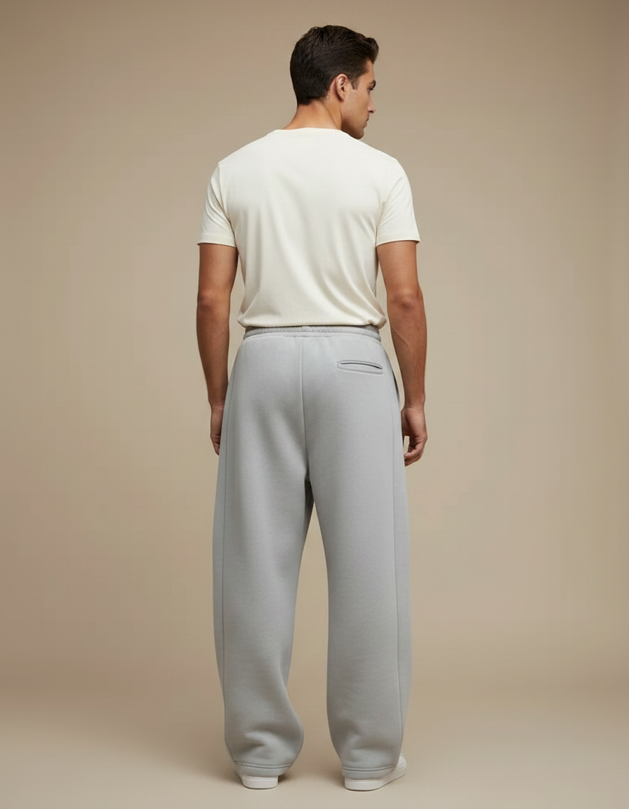 Pantalon Fluide Gris Ample Molleton Décontracté Homme - vue 2