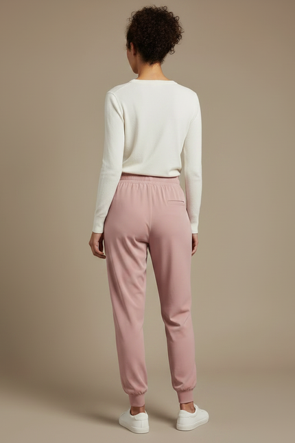 Pantalon Fluide Rose Confortable Élastiqué Femme Jogger - Polyester - vue 2
