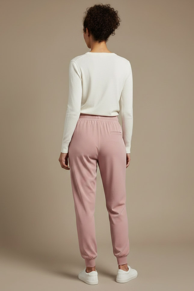 Pantalon Fluide Rose Confortable Élastiqué Femme Jogger - Polyester - vue 2