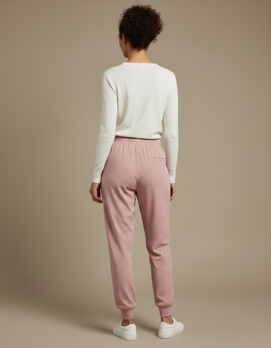Pantalon Fluide Rose Confortable Élastiqué Femme Jogger - Polyester - vue 2