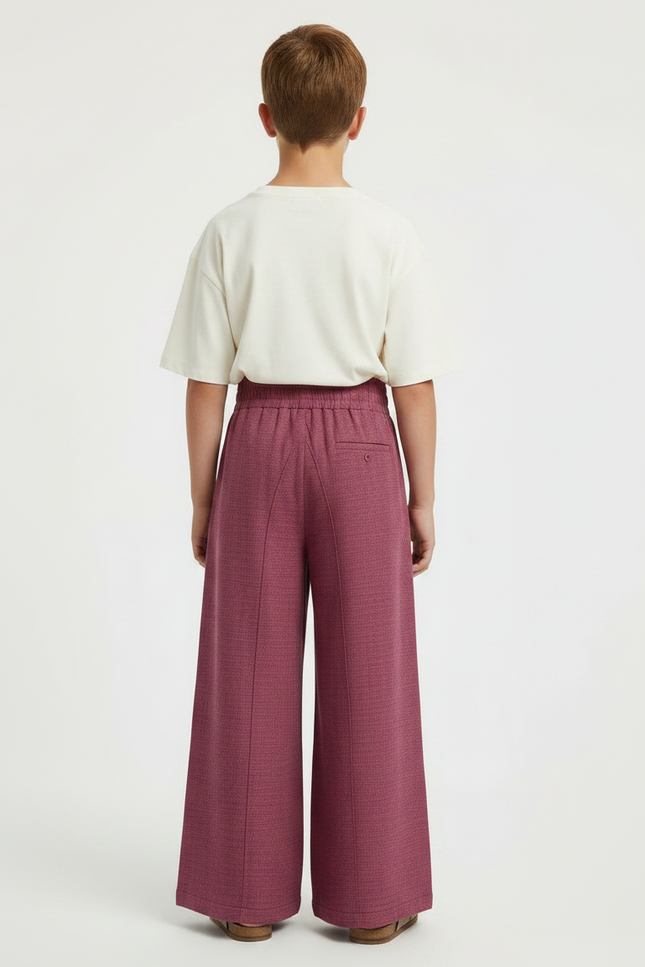 Pantalon Fluide Bordeaux Ample Confortable Texturé - Tweed - vue 2