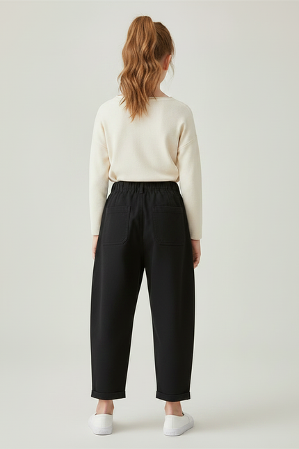 Pantalon Carotte Fluide Noir - Viscose - vue 2