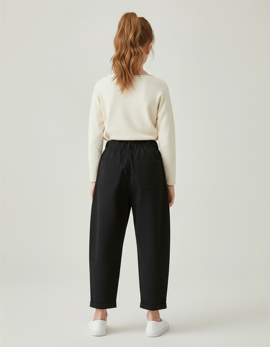 Pantalon Carotte Fluide Noir - Viscose - vue 2