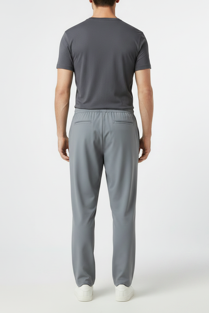 Pantalon Fluide Gris Droit Confortable Homme Décontracté - Polyester - vue 2