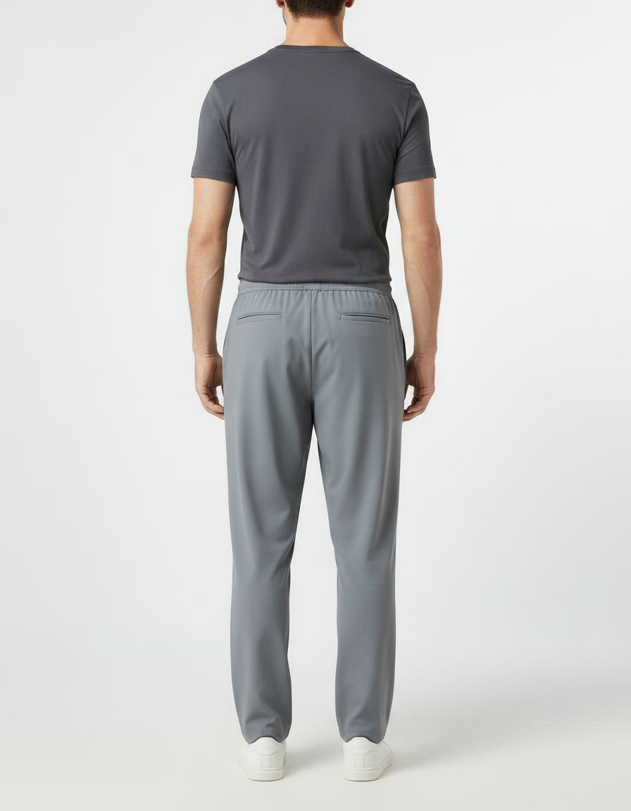 Pantalon Fluide Gris Droit Confortable Homme Décontracté - Polyester - vue 2