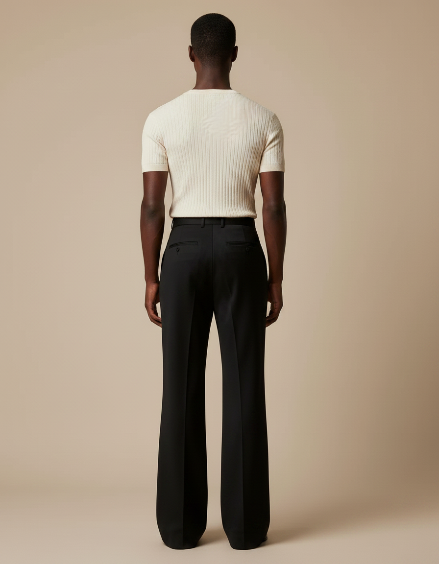 Pantalon Patte D'eph Fluide - Noir Polyester - vue 2