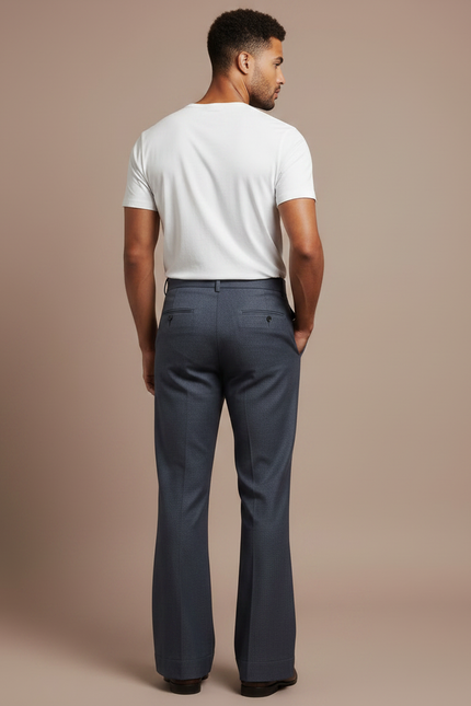 Pantalon Fluide Évasé Homme Décontracté Gris Élégant - Laine - vue 2