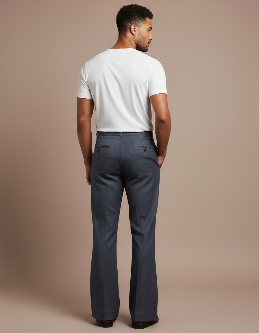 Pantalon Fluide Évasé Homme Décontracté Gris Élégant - Laine - vue 2