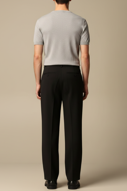 Pantalon Fluide Homme Noir Coupe Ample Viscose Habillé - Polyester - vue 2