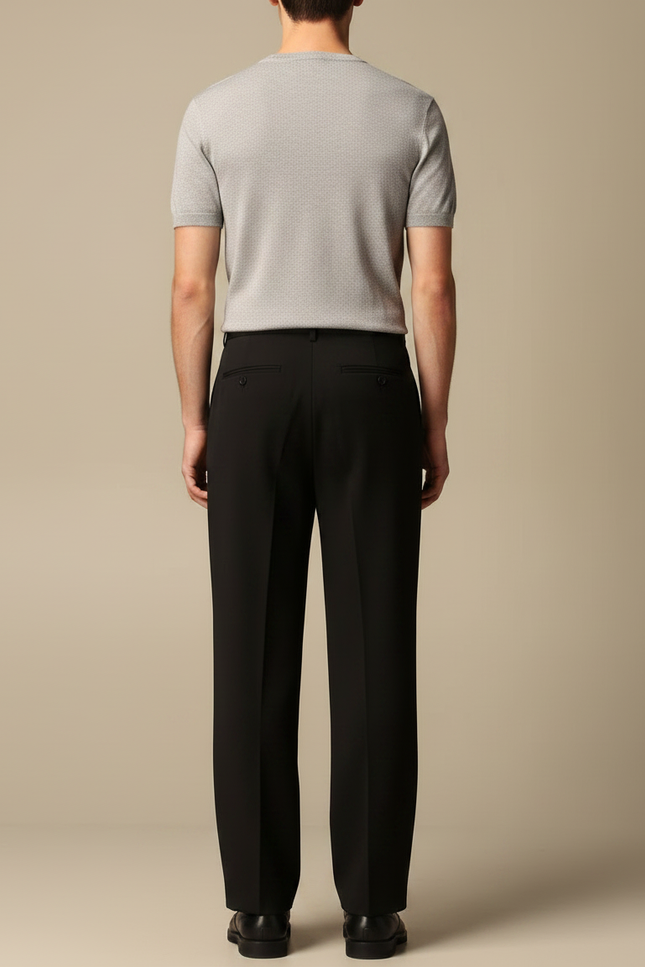 Pantalon Fluide Homme Noir Coupe Ample Viscose Habillé - Polyester - vue 2