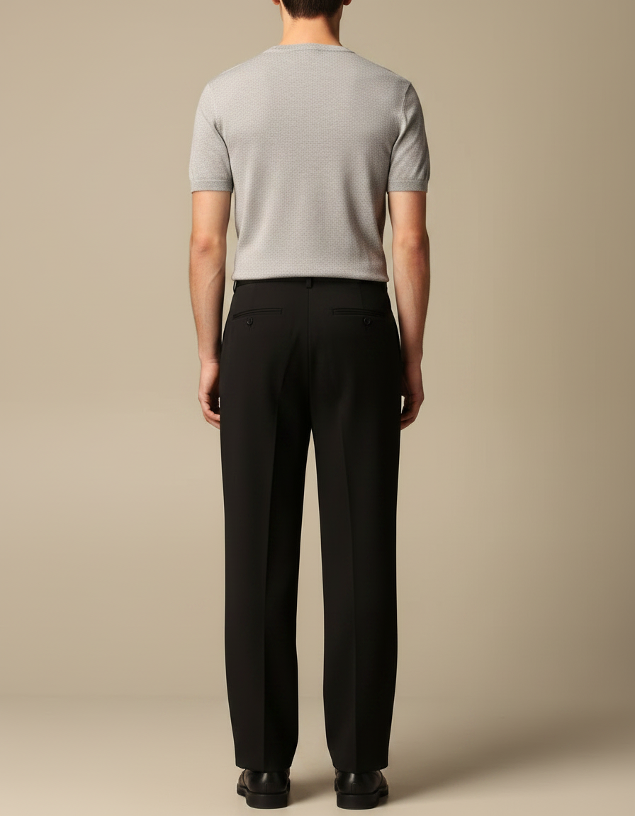 Pantalon Fluide Homme Noir Coupe Ample Viscose Habillé - Polyester - vue 2