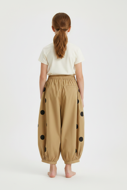 Pantalon Fluide Beige Ample Pois Noirs Enfant - Coton - vue 2