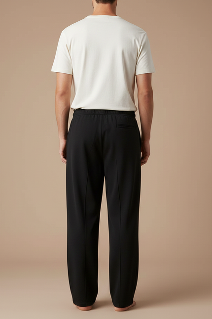 Pantalon Fluide Noir Ample Lacet Décontracté Homme - Polyester - vue 2