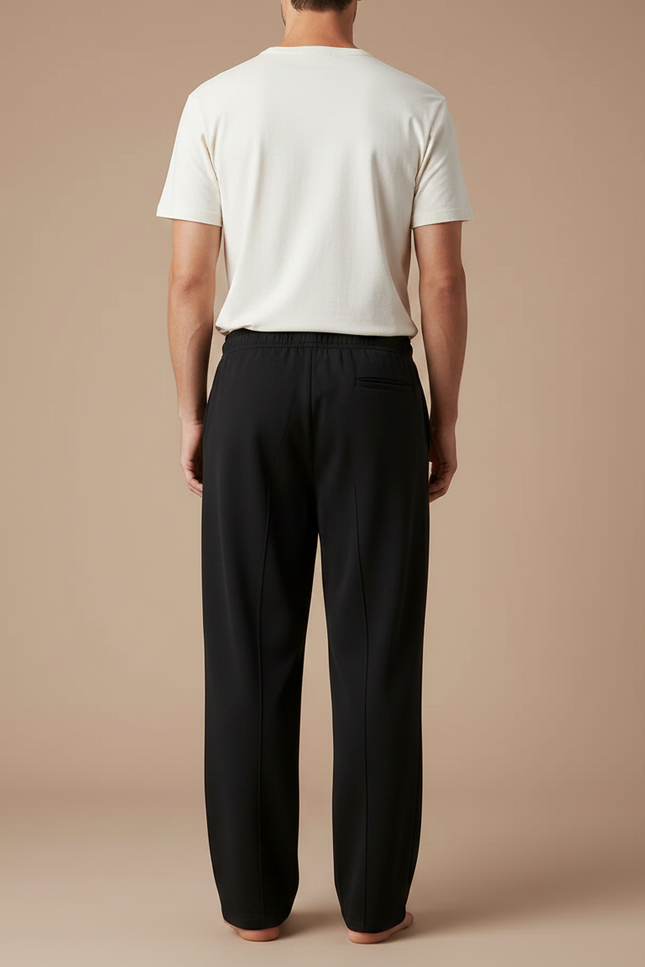 Pantalon Fluide Noir Ample Lacet Décontracté Homme - Polyester - vue 2