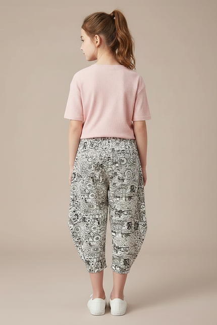 Pantalon Fluide Imprimé Fantaisie Ample Confortable Fille - Viscose - vue 2