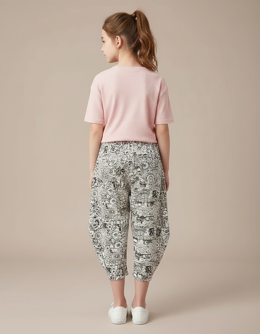 Pantalon Fluide Imprimé Fantaisie Ample Confortable Fille - Viscose - vue 2