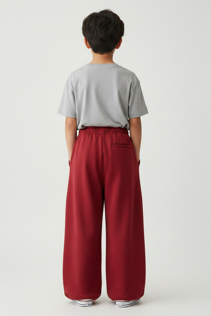 Pantalon Fluide Rouge Ample Molleton Épais Enfant - vue 2