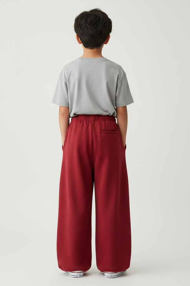 Pantalon Fluide Rouge Ample Molleton Épais Enfant - vue 2