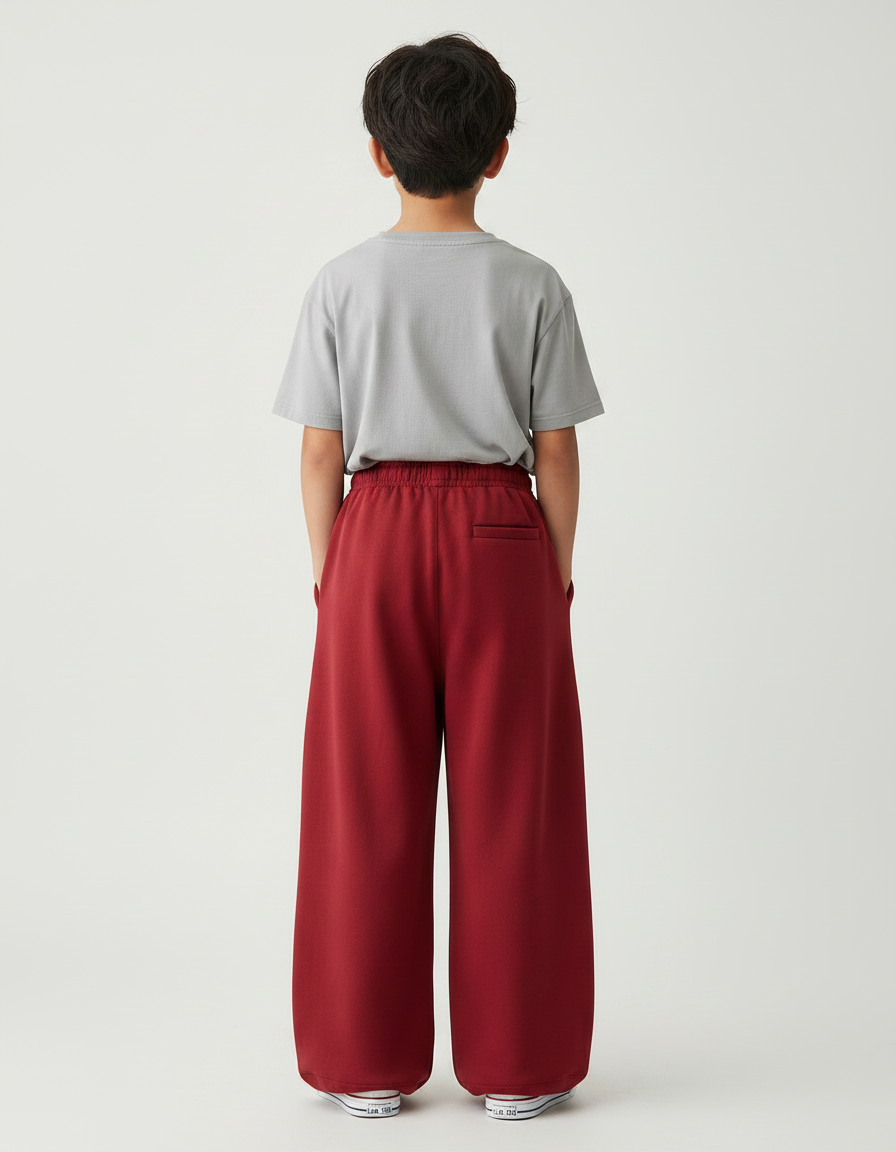Pantalon Fluide Rouge Ample Molleton Épais Enfant - vue 2