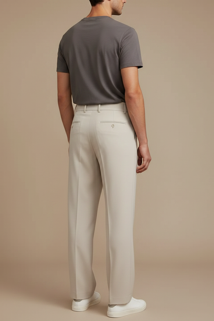 Pantalon Fluide Beige Homme Plissé Élégant Drapé - Polyester - vue 2