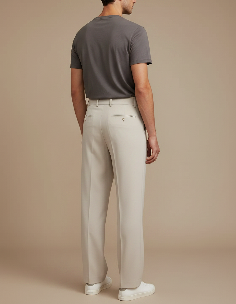 Pantalon Fluide Beige Homme Plissé Élégant Drapé - Polyester - vue 2