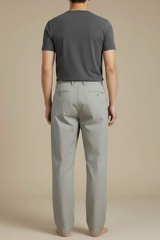 Pantalon Fluide Gris Ample Décontracté Coton Homme - vue 2
