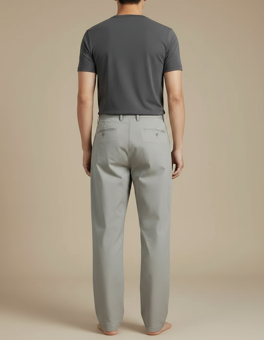 Pantalon Fluide Gris Ample Décontracté Coton Homme - vue 2