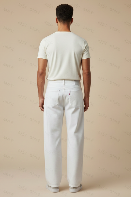 Pantalon Fluide Effet Jean - Blanc - vue 2