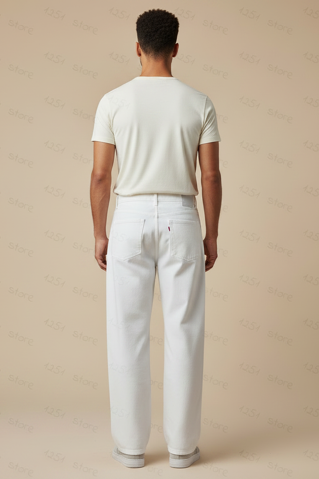 Pantalon Fluide Effet Jean - Blanc - vue 2