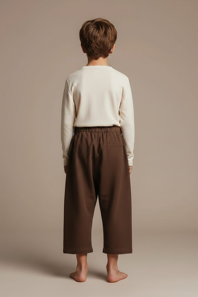 Pantalon Fluide Marron Ample Coton Vintage Enfant - vue 2
