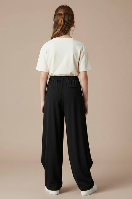 Pantalon Fluide Noir Ample Confortable Fille - Viscose - vue 2