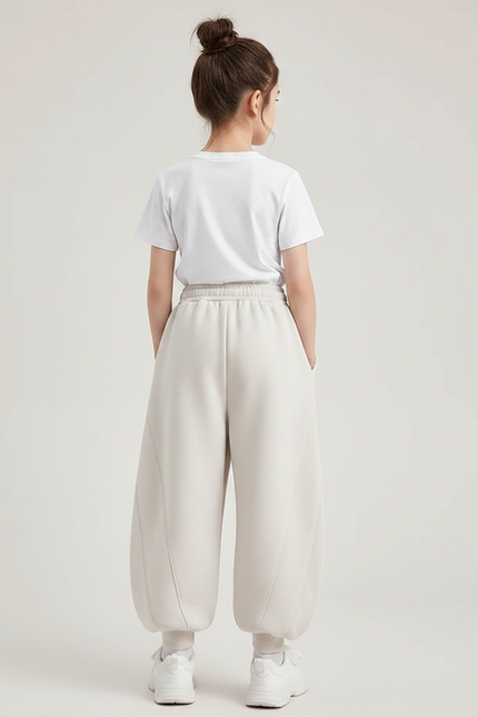 Pantalon Fluide Beige Ample Molleton Décontracté Enfant - vue 2