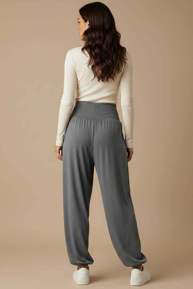 Pantalon Fluide Bouffant Femme - Gris Molleton - vue 2