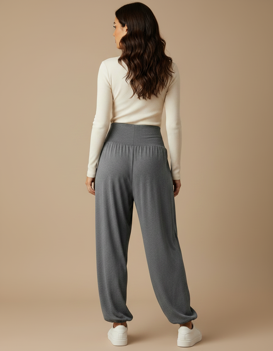 Pantalon Fluide Bouffant Femme - Gris Molleton - vue 2