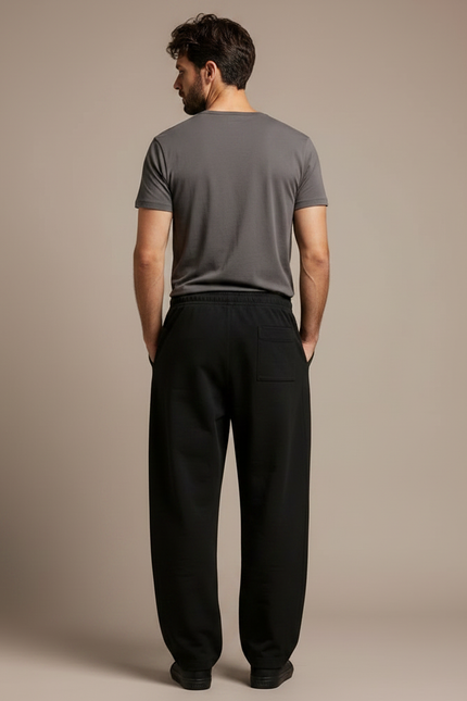 Pantalon Fluide Noir Ample Casual Cordon Homme - Molleton - vue 2