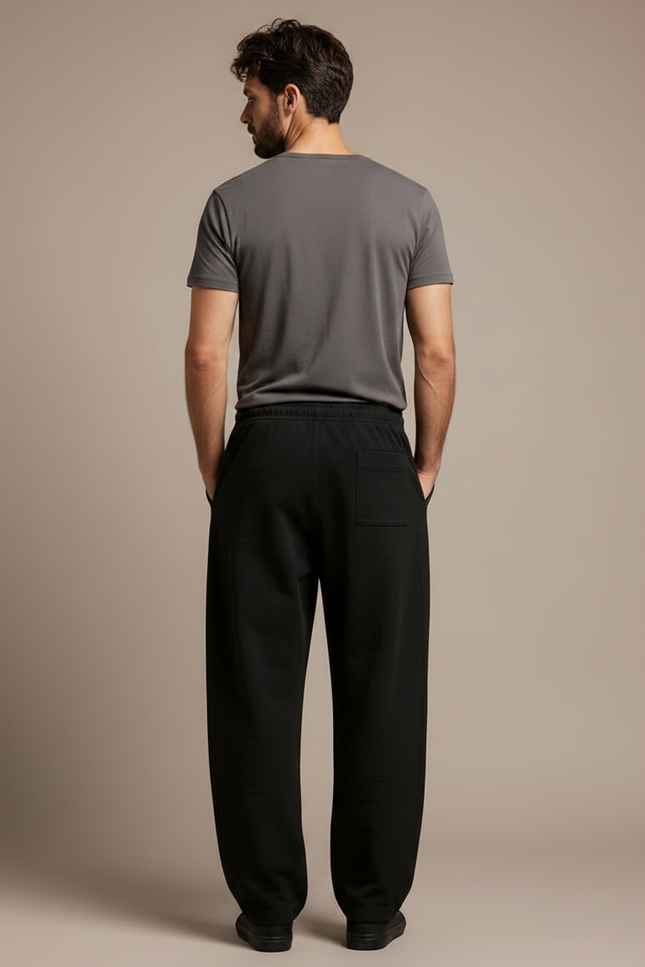 Pantalon Fluide Noir Ample Casual Cordon Homme - Molleton - vue 2
