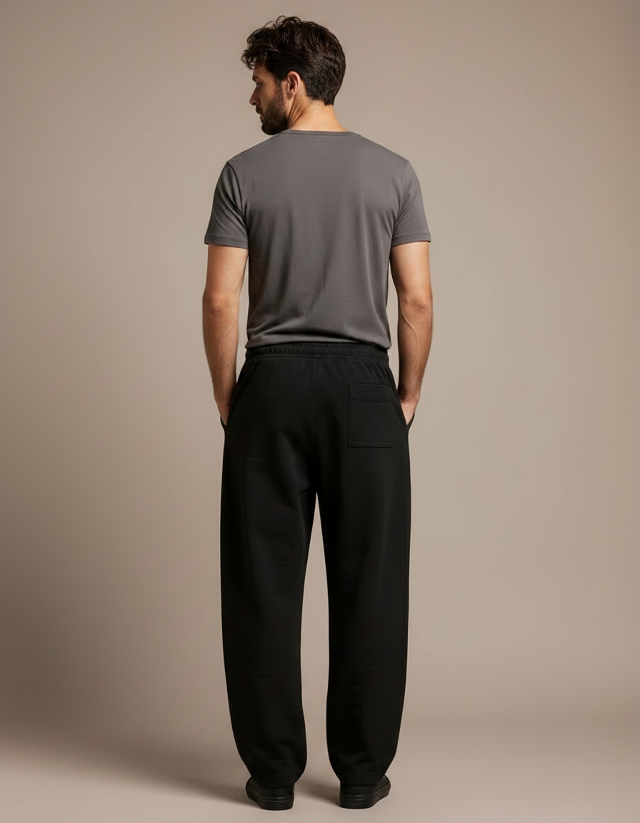 Pantalon Fluide Noir Ample Casual Cordon Homme - Molleton - vue 2