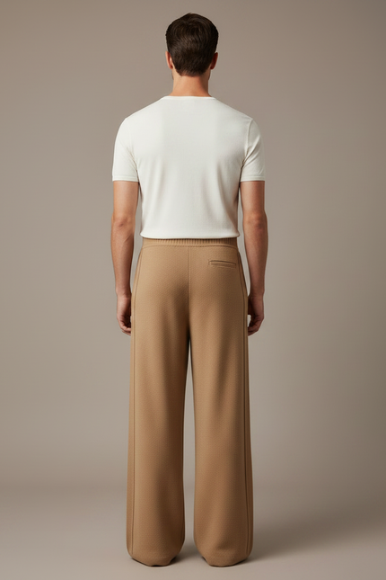 Pantalon Fluide Camel Ample Tricoté Cachemire Homme - Maille - vue 2