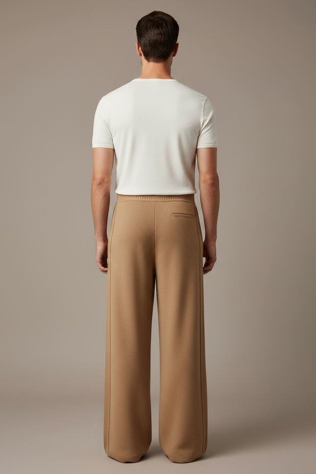Pantalon Fluide Camel Ample Tricoté Cachemire Homme - Maille - vue 2