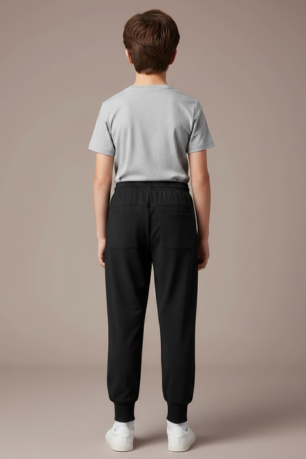 Pantalon Fluide Noir Sport Cordon Garçon - Polyester - vue 2