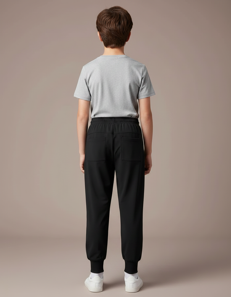 Pantalon Fluide Noir Sport Cordon Garçon - Polyester - vue 2