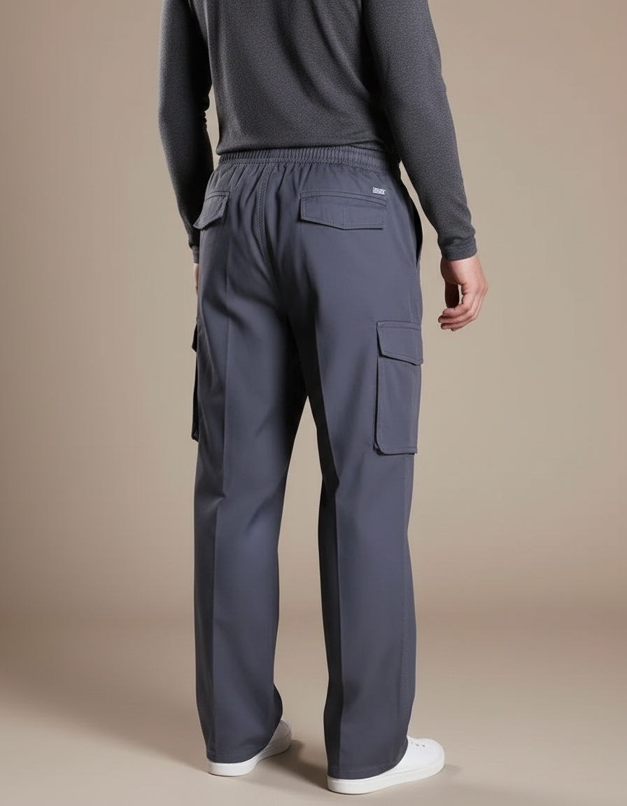 Pantalon Fluide Cargo Gris Homme Ample Décontracté - Polyester - vue 2
