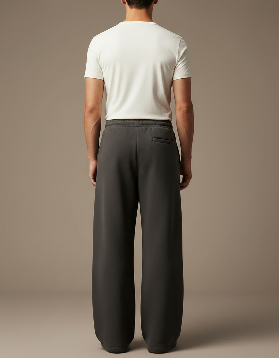 Pantalon Fluide Gris Ample Décontracté Homme Coton - Molleton - vue 2