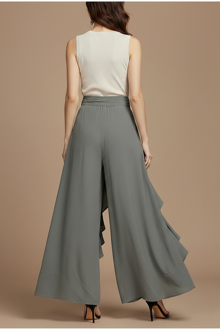 Jupe Pantalon Fluide Grande Taille - Gris Viscose - vue 2