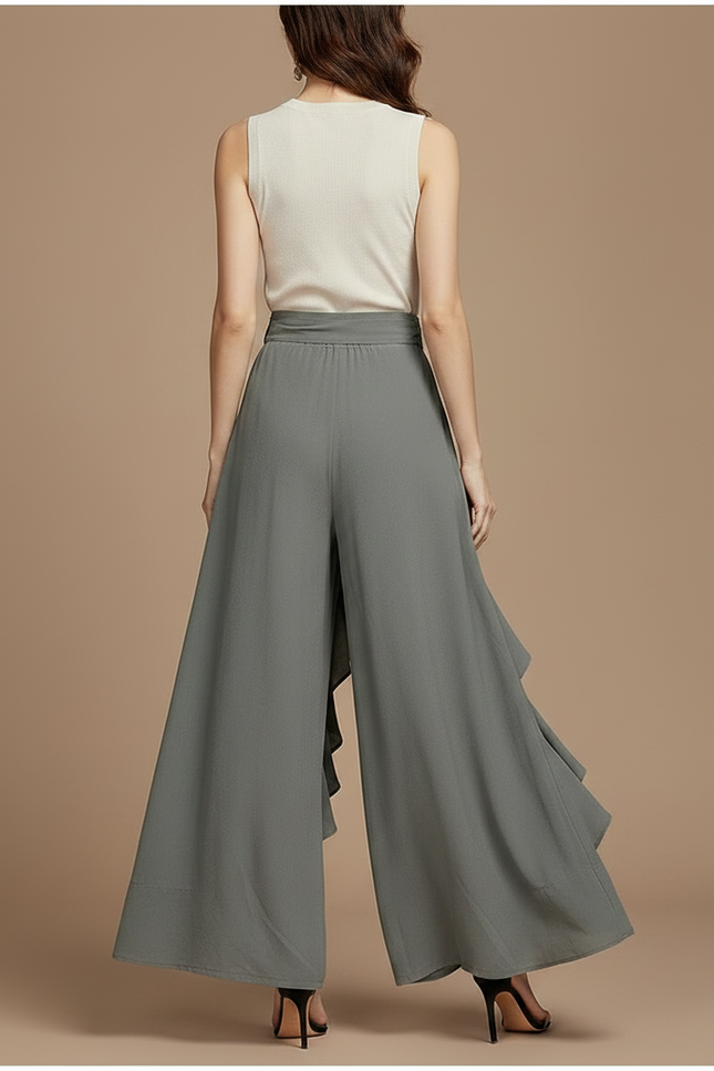 Jupe Pantalon Fluide Grande Taille - Gris Viscose - vue 2