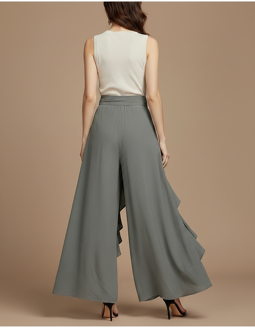 Jupe Pantalon Fluide Grande Taille - Gris Viscose - vue 2