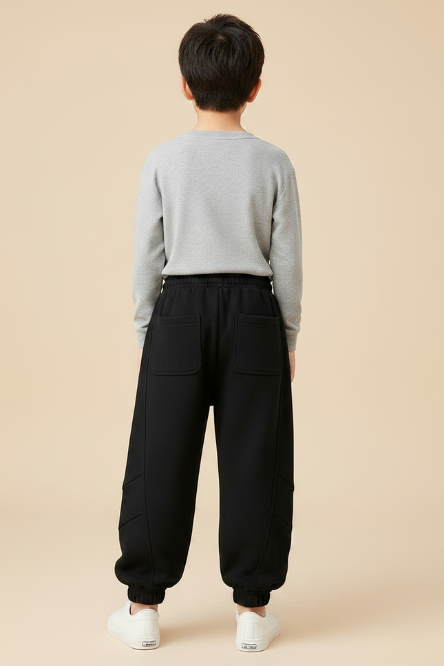 Pantalon Fluide Noir Ample Décontracté Cordon Enfants - Molleton - vue 2