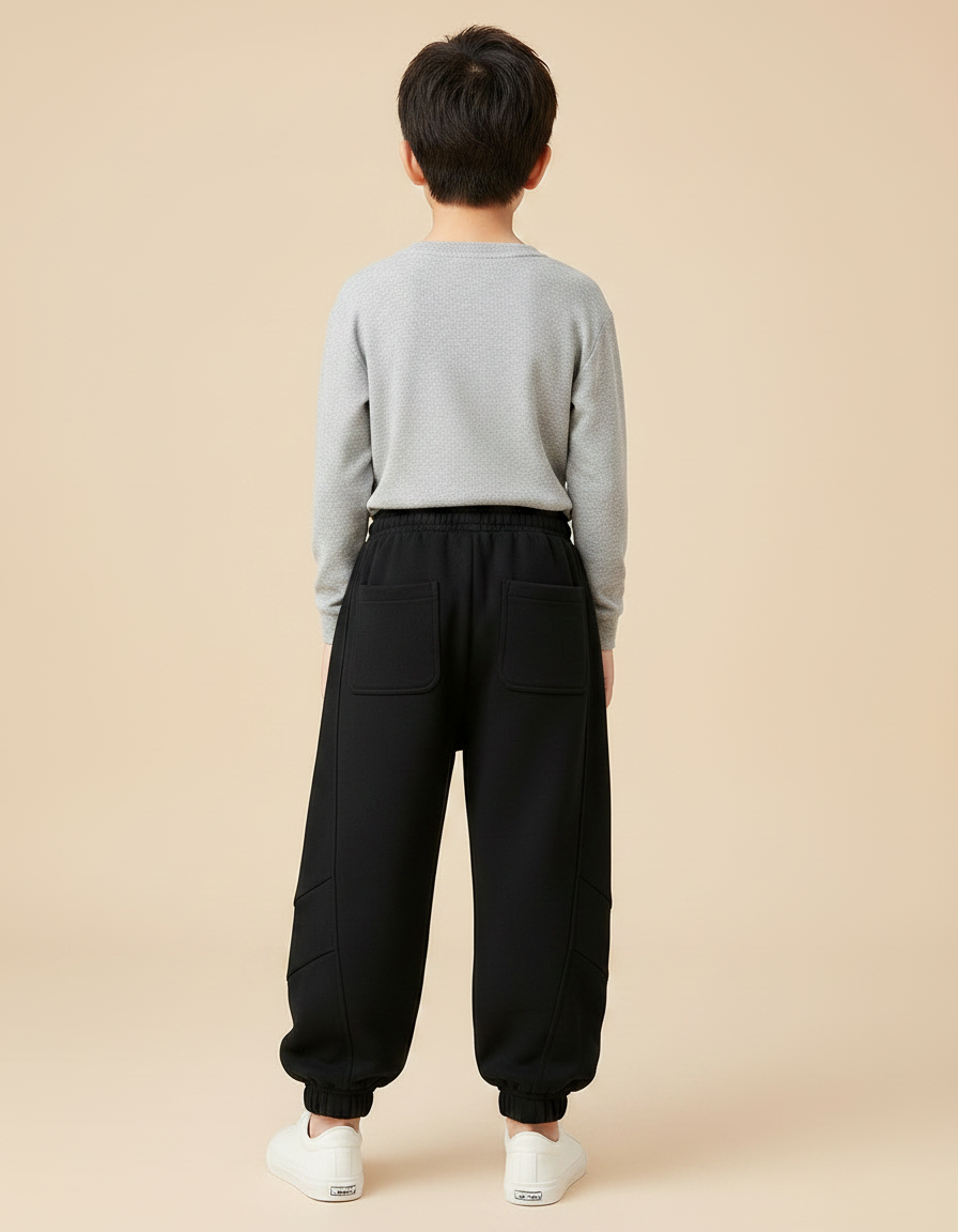 Pantalon Fluide Noir Ample Décontracté Cordon Enfants - Molleton - vue 2