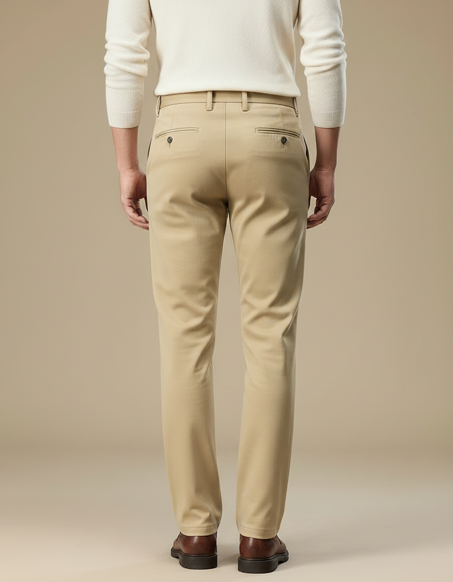 Pantalon Fluide Beige Homme Droit Élégant Extensible - Gabardine - vue 2