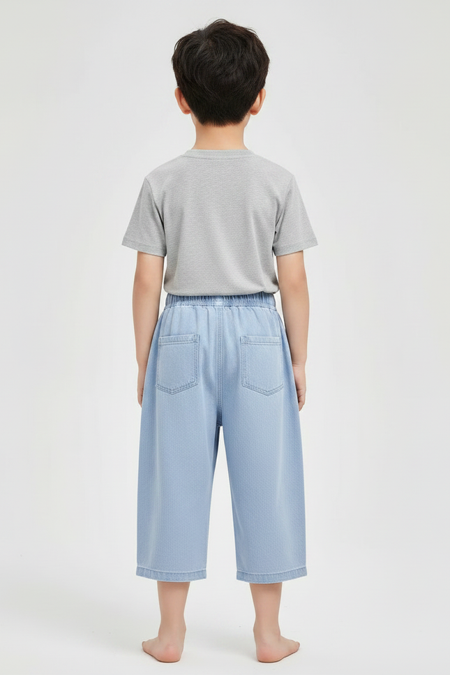 Pantalon Fluide Denim Bleu Ample Élastique Décontracté Garçon - Jean - vue 2
